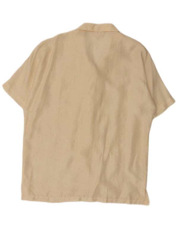 Blusa feminina vintage de manga curta UK 14 seda branca média