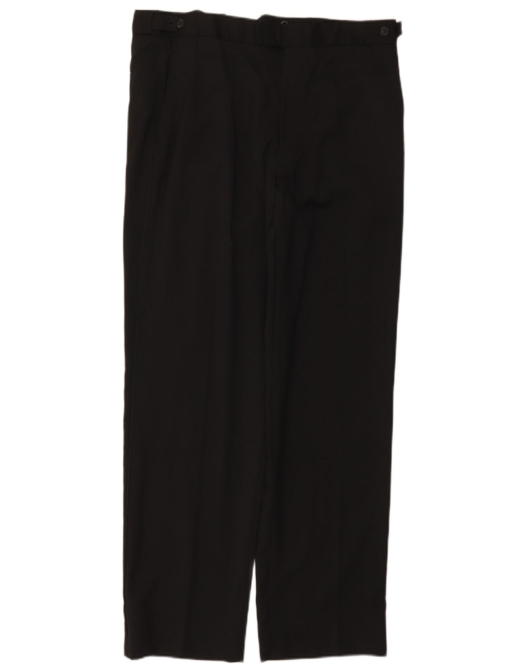 Calça masculina de terno reto Marks & Spencer W34 L31 lã preta