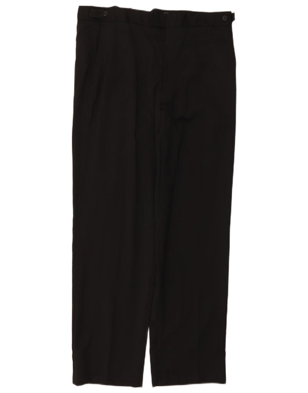 Calça masculina de terno reto Marks & Spencer W34 L31 lã preta