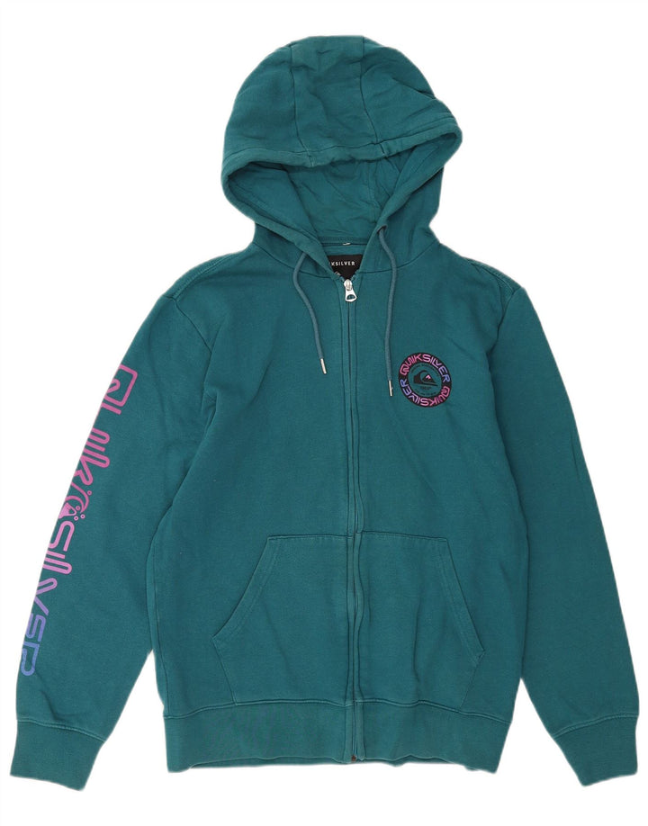 Suéter masculino Quiksilver com capuz e zíper gráfico médio algodão azul