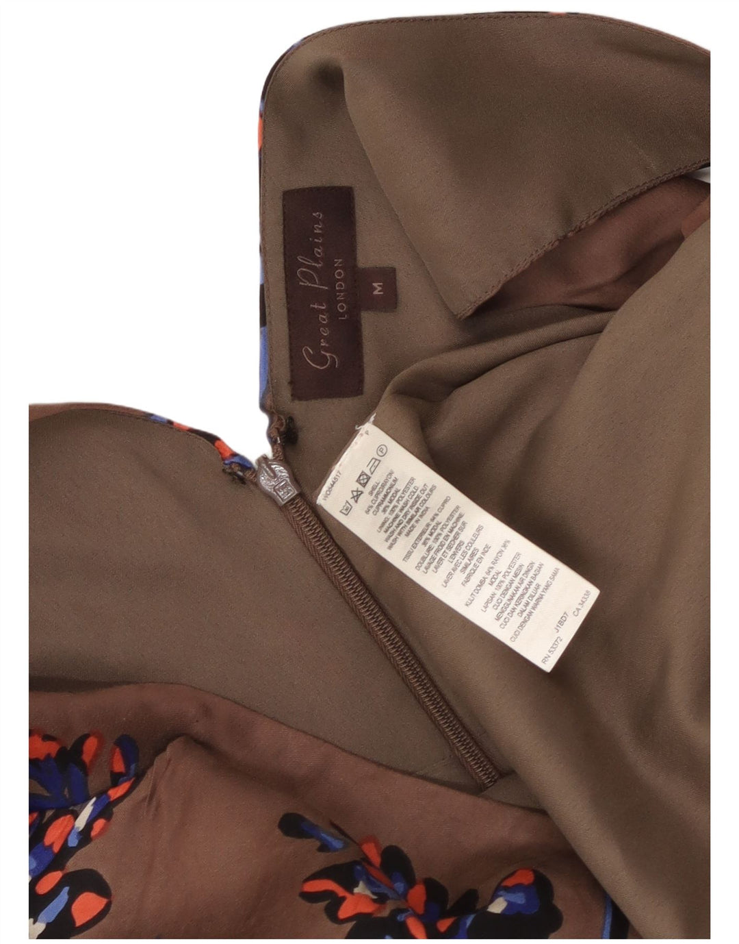 Vestido maxi feminino sem mangas GREAT PLAINS Reino Unido 12 rayon floral marrom médio