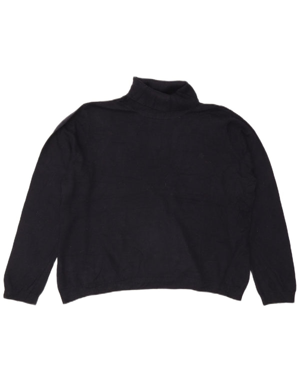 Suéter feminino RALPH LAUREN com gola redonda Reino Unido 20 2XL seda azul marinho