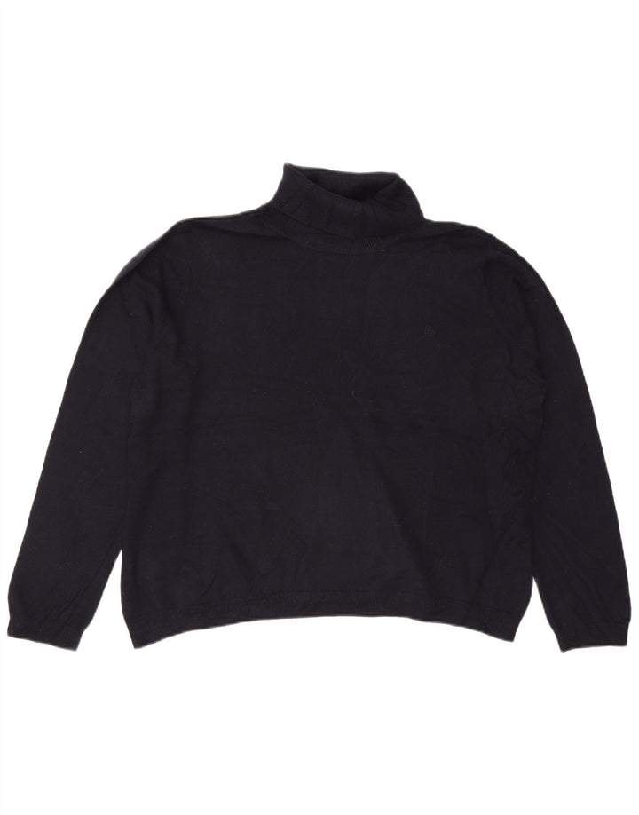 Suéter feminino RALPH LAUREN com gola redonda Reino Unido 20 2XL seda azul marinho