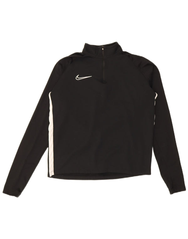 Nike Mens Dri Fit Zip Neck Pullover Treino Top Médio Preto Colourblock
