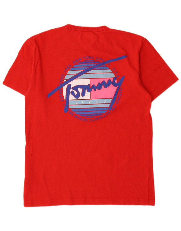Tommy Hilfiger Camiseta masculina gráfica Top médio algodão vermelho