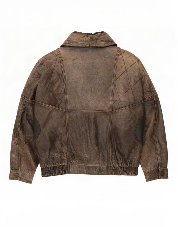 Jaqueta de couro masculina Rover&Lakes IT 52 XL marrom