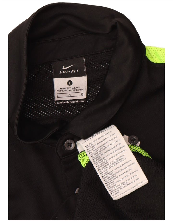 Camisa polo masculina Nike Dri Fit grande poliéster colorblock preto