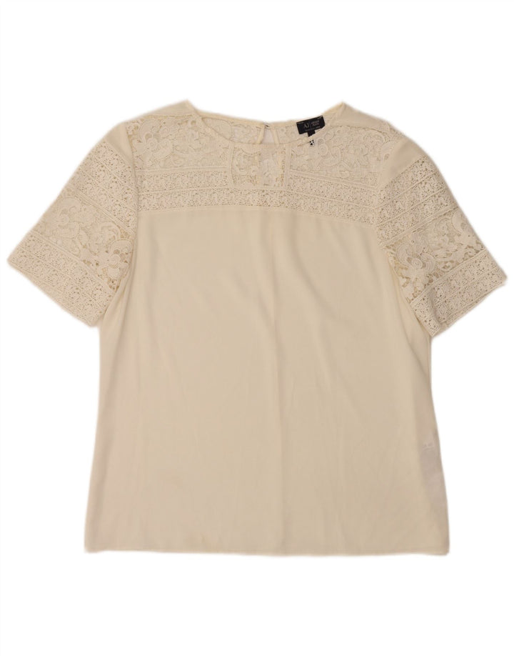 Blusa feminina ARMANI JEANS Top IT 46 grande algodão branco