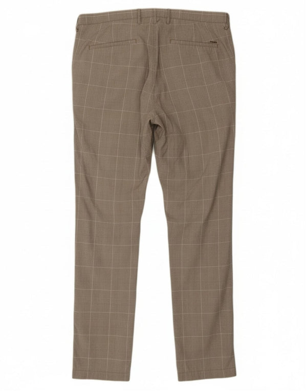 Calça Chino Masculina Slim Fit Hugo Boss IT 52 XL W36 L33 Cinza Houndstooth