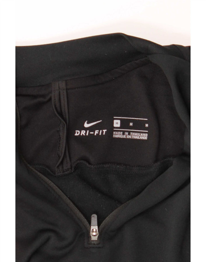 Nike Mens Dri Fit Zip Neck Pullover Treino Top Médio Preto Colourblock