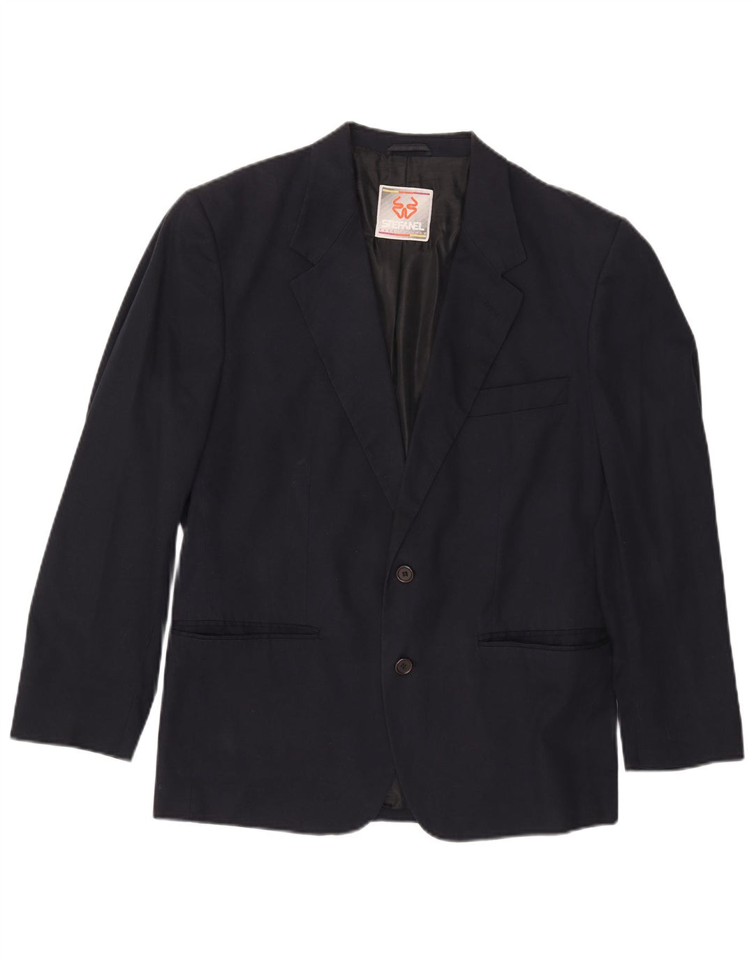 Jaqueta blazer masculina Stefanel com 2 botões Reino Unido 38 algodão azul marinho médio