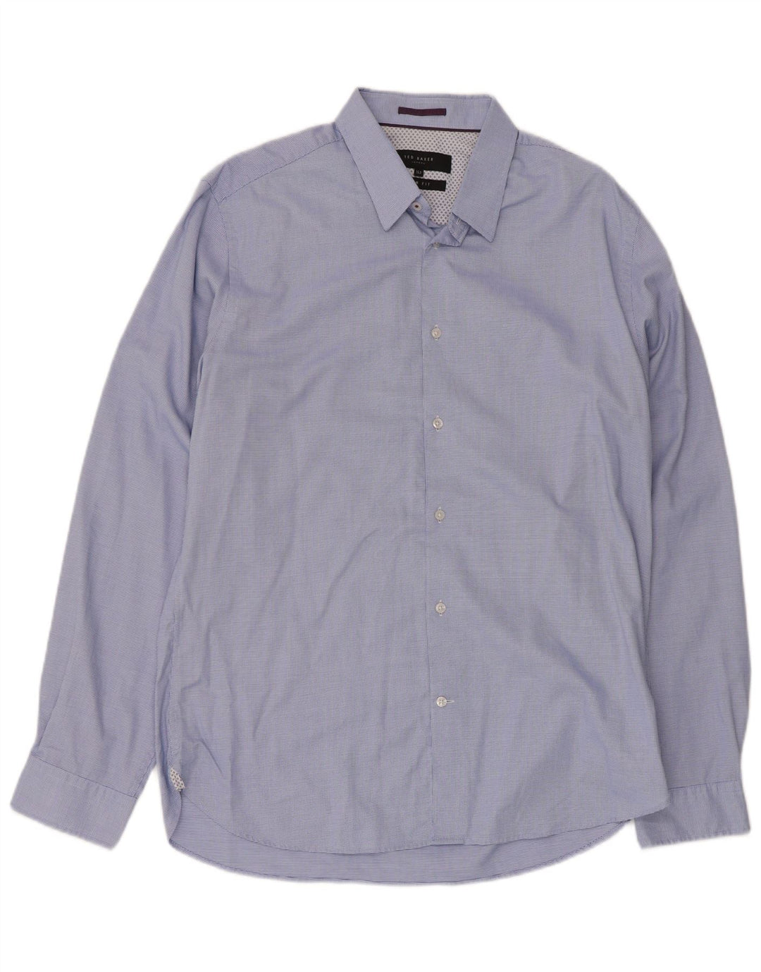 Camisa masculina Ted Baker slim fit tamanho 16 1/2 grande algodão xadrez azul