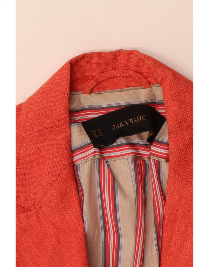Jaqueta blazer feminina Zara com 1 botão Reino Unido 12 médio laranja