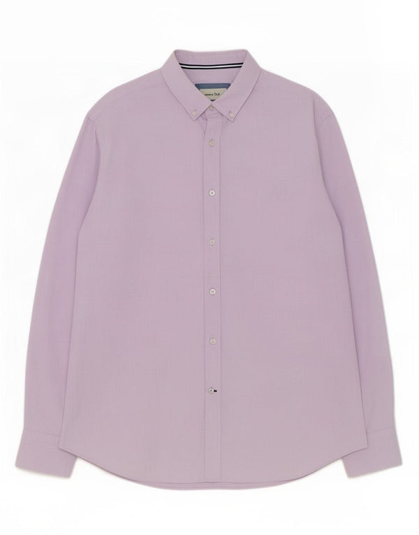 Camisa masculina Massimo Dutti de algodão listrado roxo grande