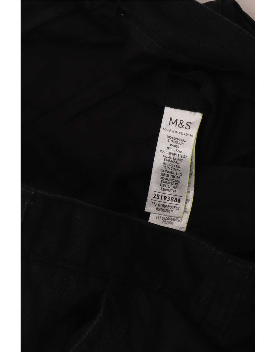 Calça cargo reta masculina Marks & Spencer W38 L31 algodão preto