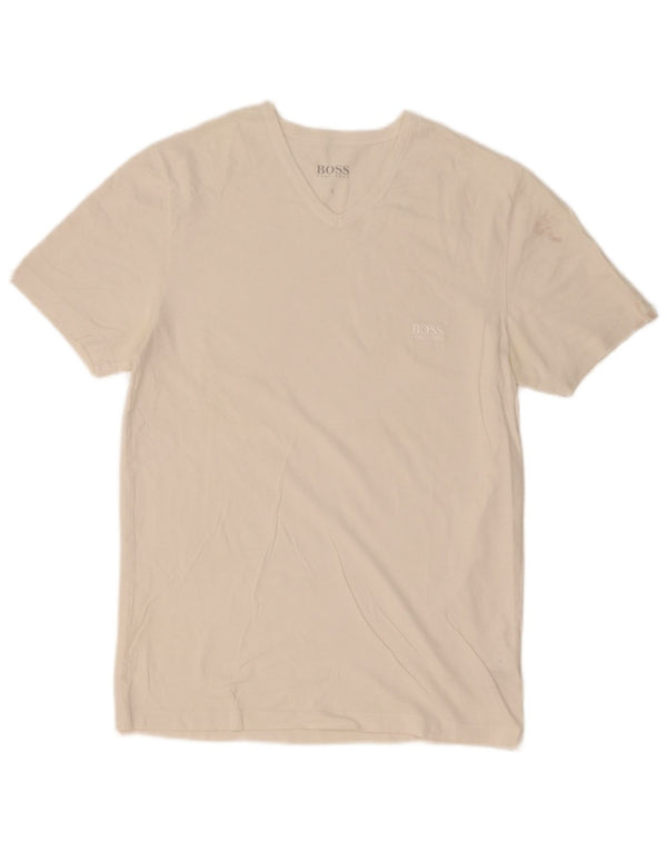 Hugo Boss Mens T-Shirt Top Pequeno Algodão Branco