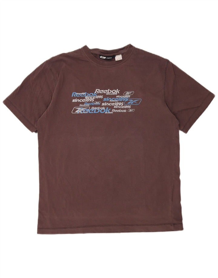Reebok Mens Graphic T-Shirt Top Grande Algodão Marrom