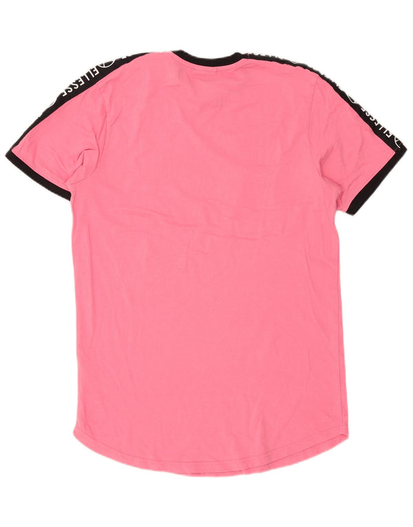 Ellesse Camiseta masculina gráfica Top médio rosa colorblock