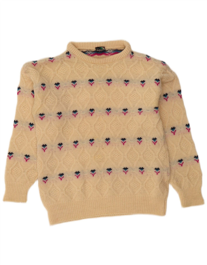 Suéter feminino WALBUSCH com gola tartaruga Reino Unido 16 grande bege Fair Isle