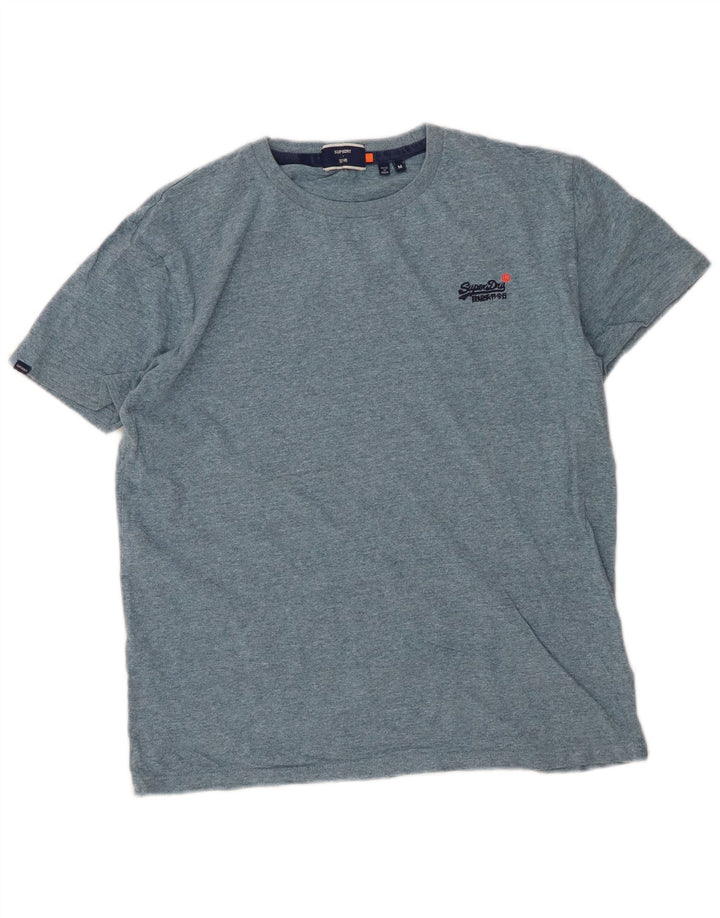 Camiseta masculina SUPERDRY top algodão manchado azul médio