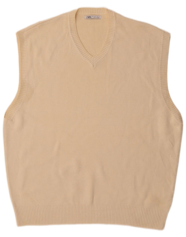 Regata masculina Zara com colete grande de algodão bege