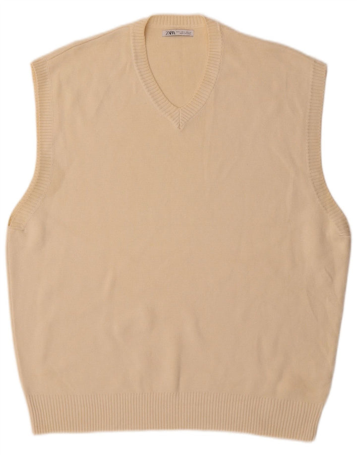 Regata masculina Zara com colete grande de algodão bege