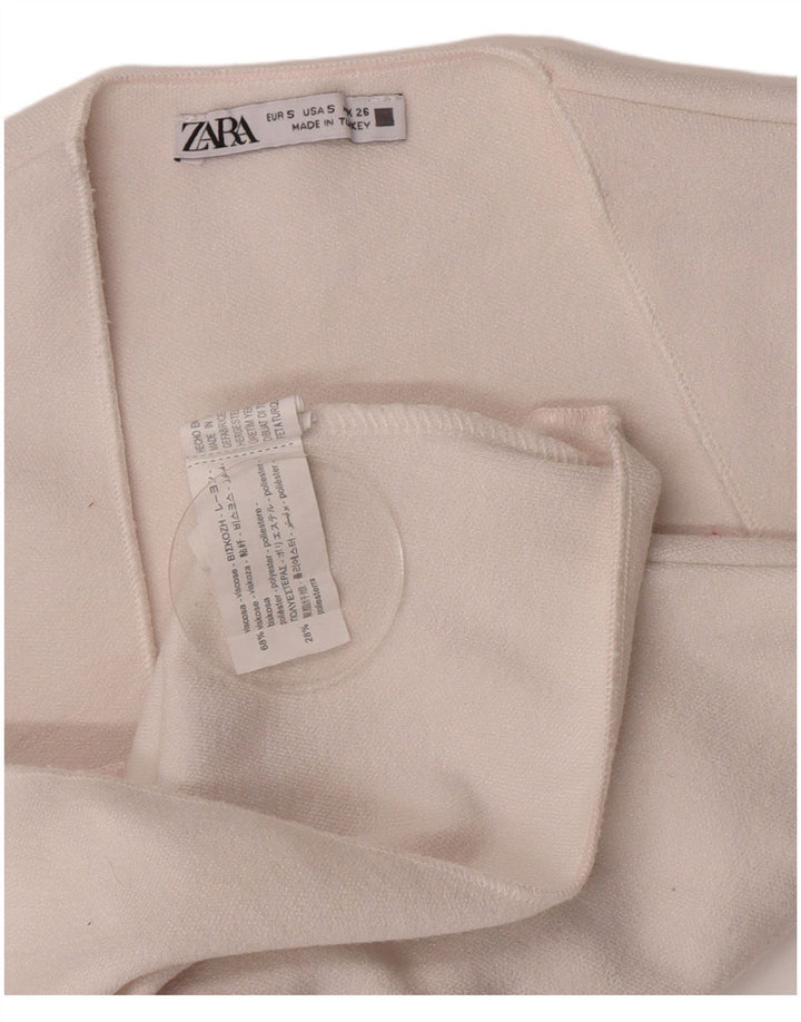 Blusa feminina sem mangas Zara Top UK 8 pequena viscose branca