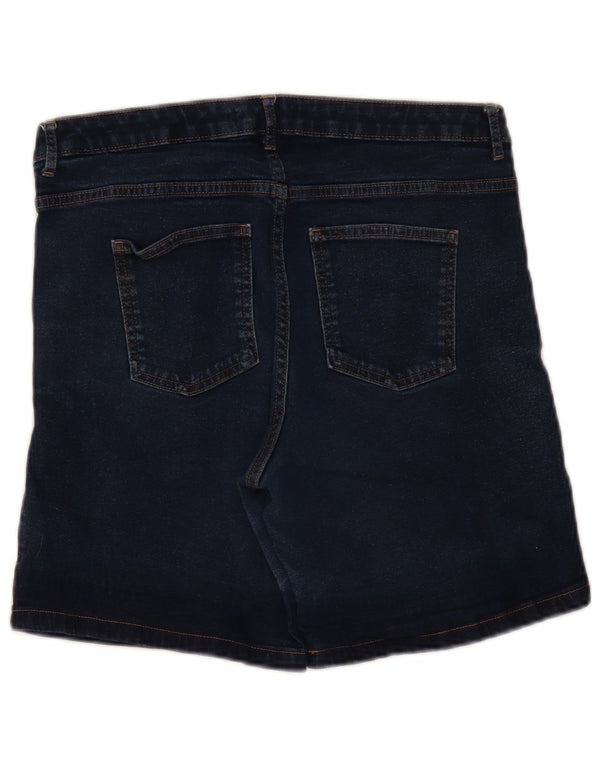 Shorts jeans feminino Marks & Spencer UK 14 grande W34 azul marinho algodão
