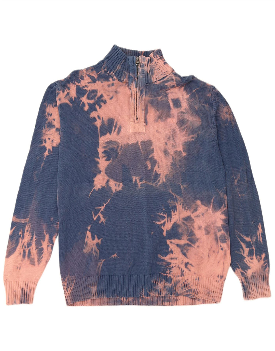 Suéter masculino TOM TAILOR com zíper e gola XL azul tie dye algodão