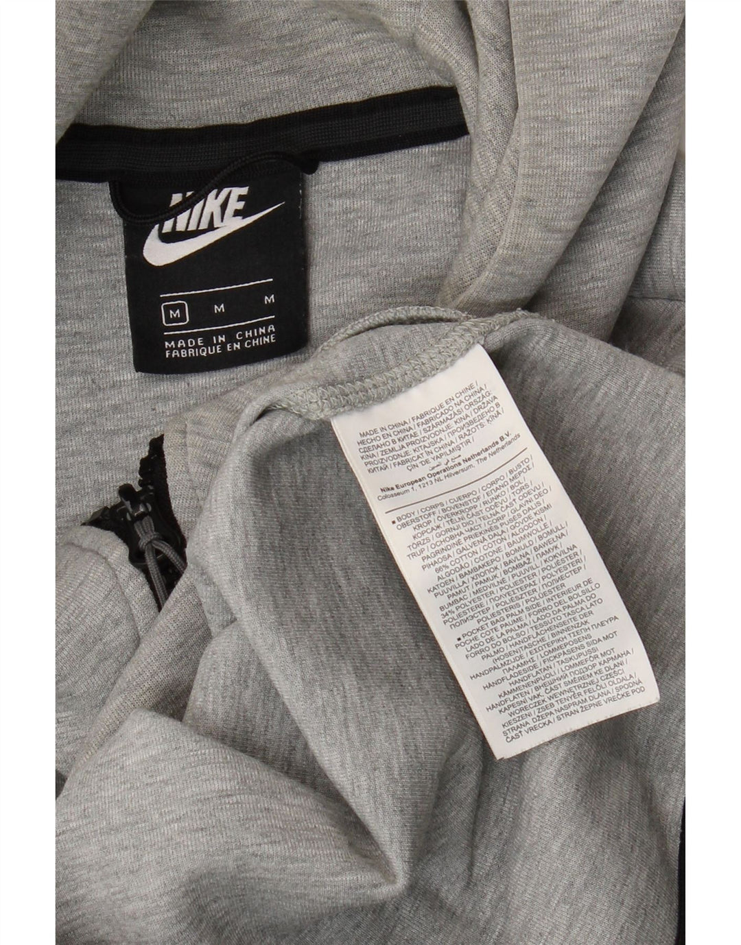 Suéter Nike masculino com capuz e zíper cinza médio algodão