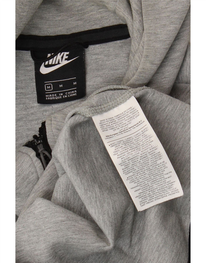 Suéter Nike masculino com capuz e zíper cinza médio algodão