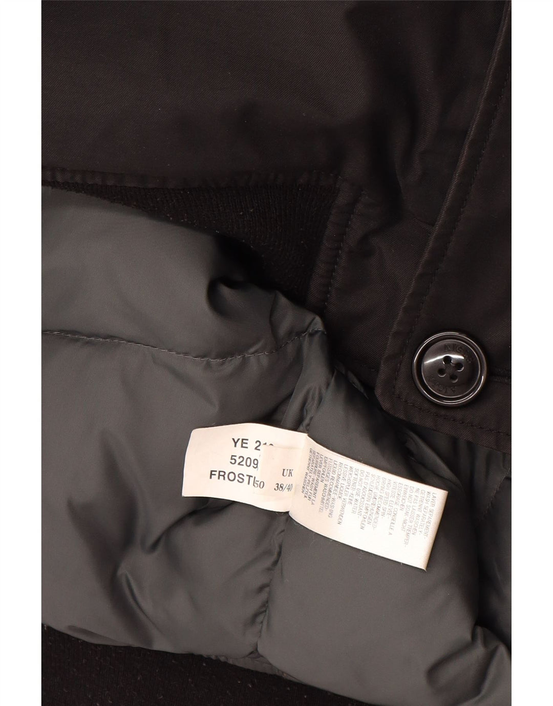Jaqueta bomber masculina Aigle com capuz Reino Unido 38/40 algodão preto médio