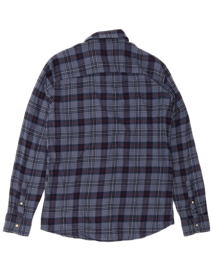 Camisa masculina de flanela Jack & Jones de algodão xadrez azul marinho médio