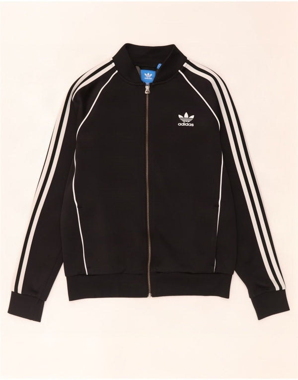 Adidas Womens Tracksuit Top Jacket UK 14 Médio Preto Poliéster
