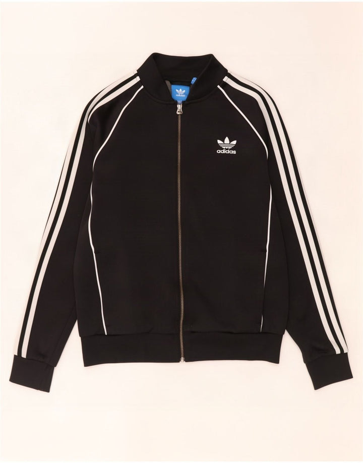 Adidas Womens Tracksuit Top Jacket UK 14 Médio Preto Poliéster