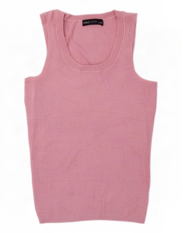 Colete feminino Marks & Spencer UK 8 pequeno viscose rosa