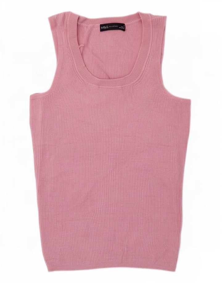 Colete feminino Marks & Spencer UK 8 pequeno viscose rosa