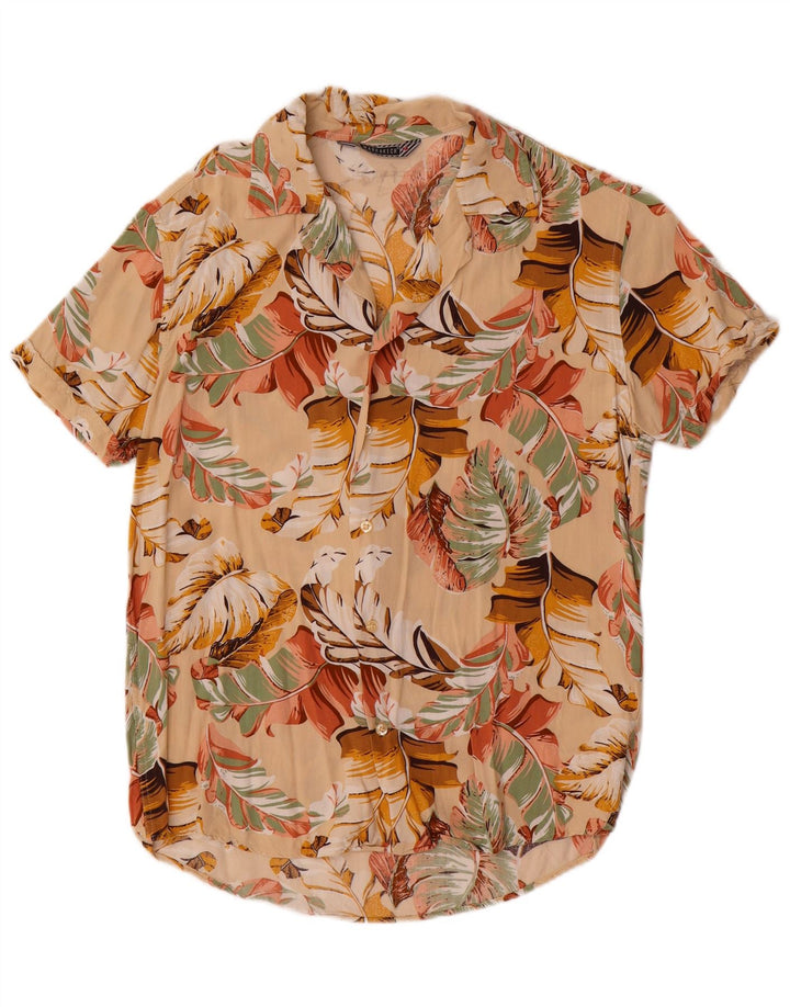 Camisa masculina Marrakech de algodão floral bege médio