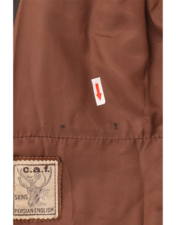 Jaqueta de couro feminina vintage Reino Unido 10 couro preto pequeno