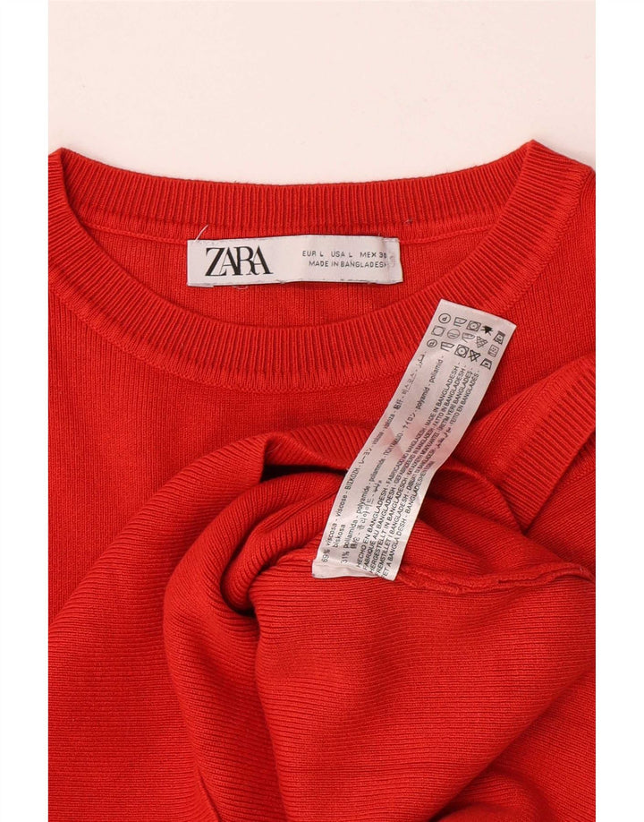 Zara Womens Crop Vest Top UK 14 Grande Viscose Vermelha