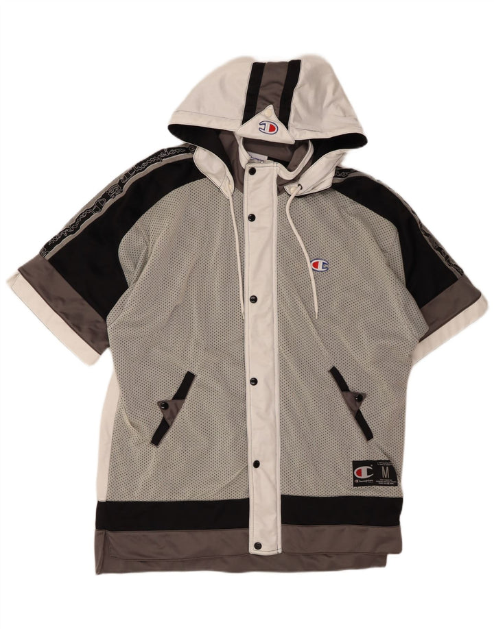 CHAMPION Jaqueta masculina com capuz e moletom cinza médio Colourblock