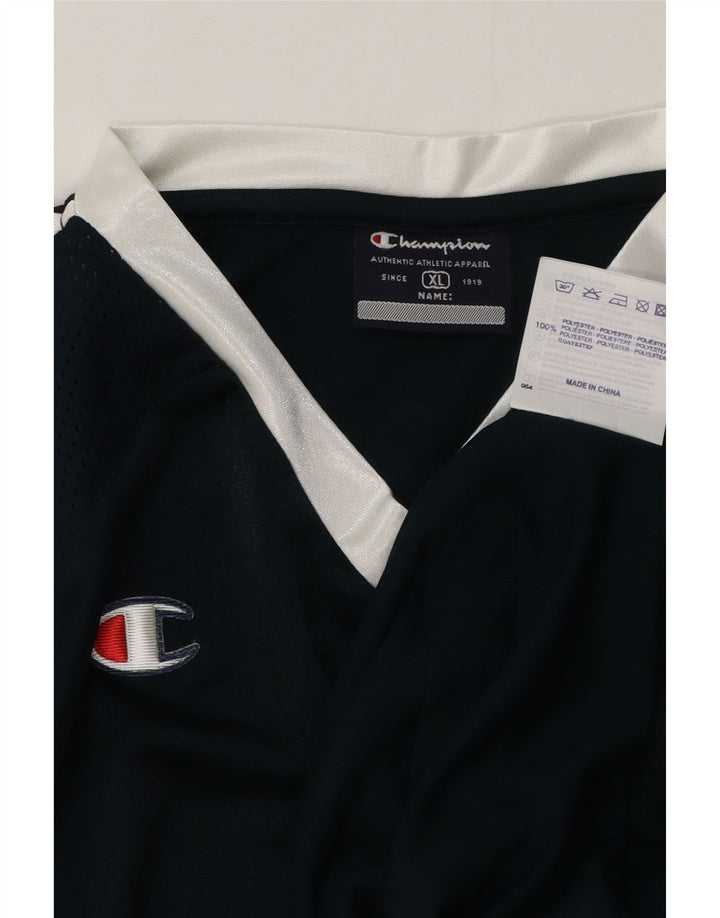 Camiseta masculina Champion XL azul marinho colorblock poliéster