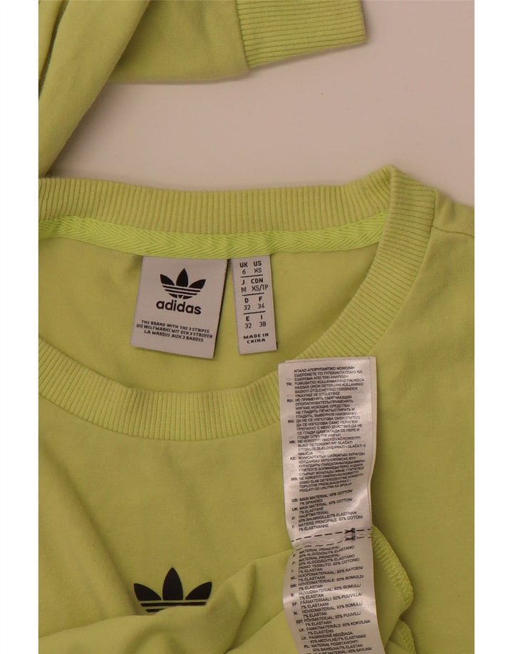 ADIDAS Womens Graphic Top Manga Longa UK 6 XS Verde Algodão