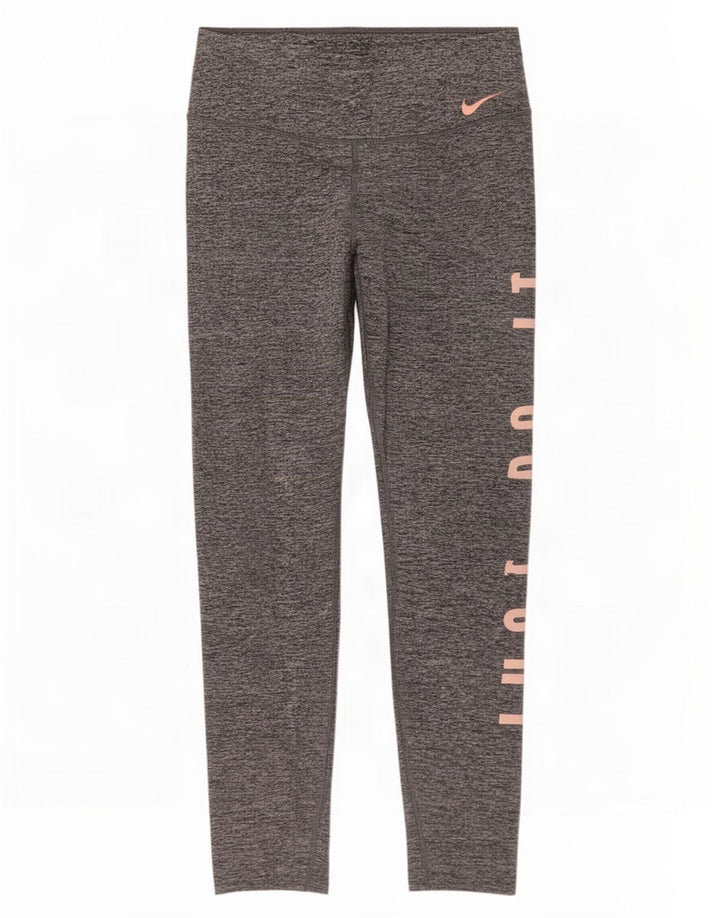 Leggings Nike feminino gráfico UK 12 poliéster manchado cinza médio