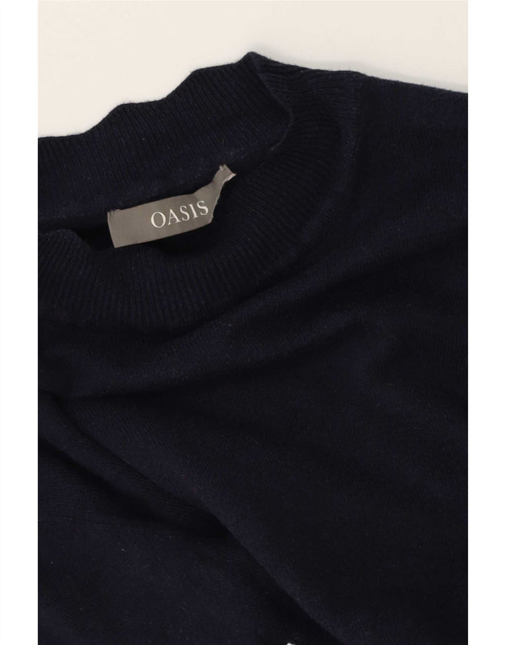 Suéter feminino Oasis com gola tartaruga, Reino Unido 10 pequeno azul marinho