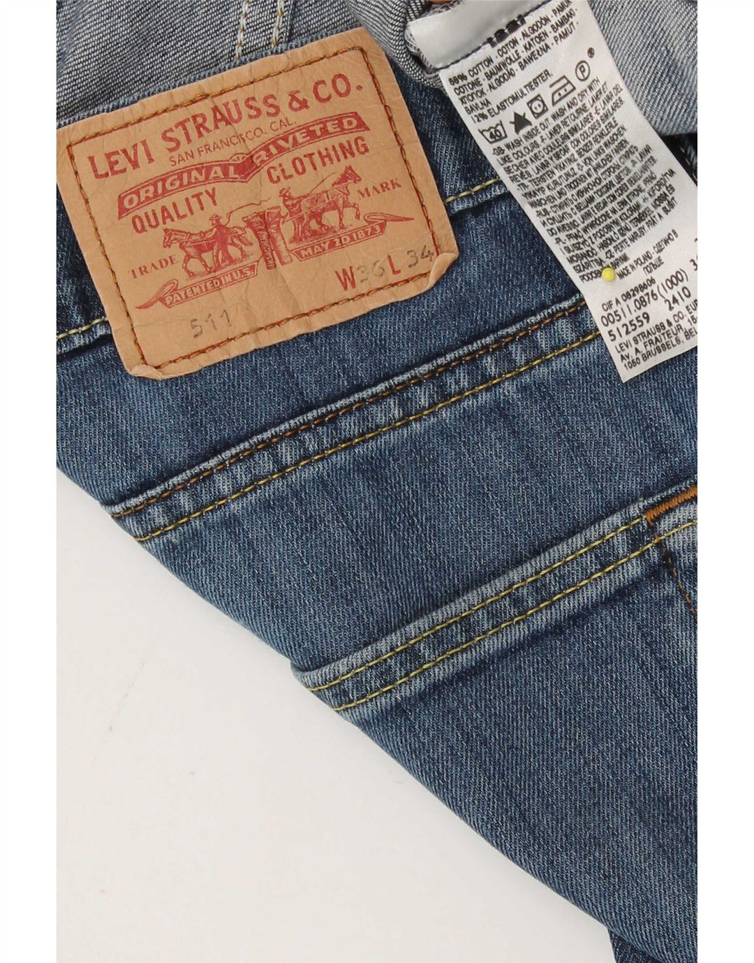 Calça jeans feminina Levi's 511 Slim W36 L27 azul algodão