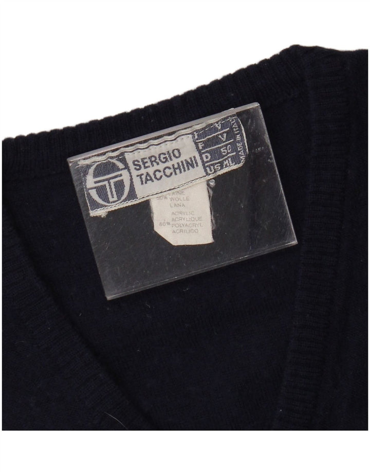 SERGIO TACCHINI Regata feminina colete UK 14 lã listrada azul marinho médio