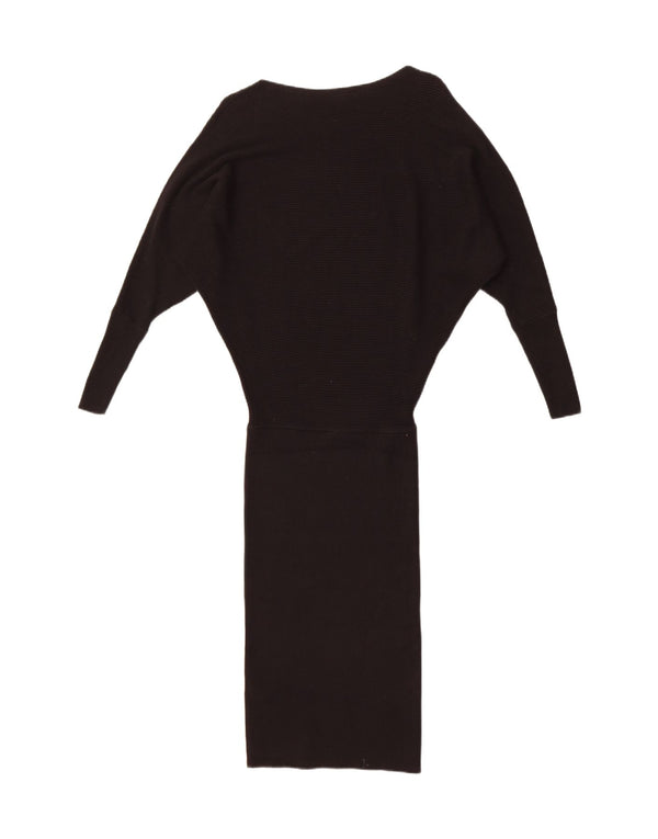 Vestido feminino Reiss manga comprida Batwing Jumper UK 6 XS algodão preto