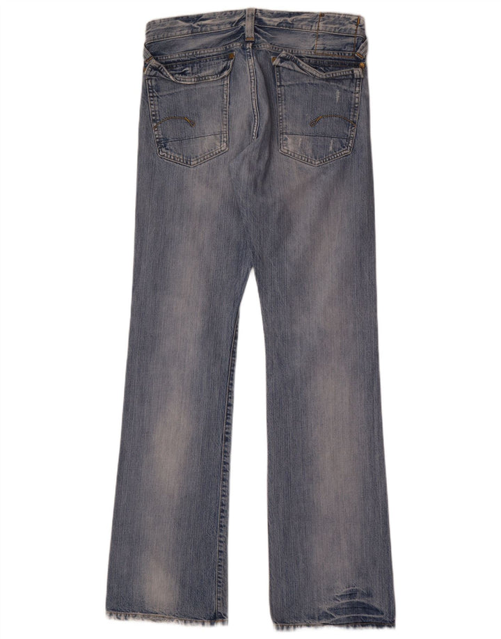 Calça jeans masculina G-Star desgastada com bootcut W32 L36 algodão azul