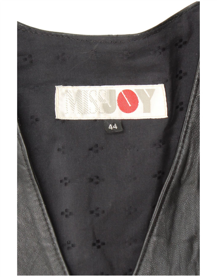Colete de couro feminino MISS JOY IT 44 médio preto